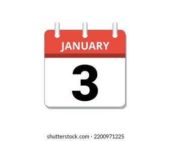 Enero, 3.ᵉʳ icono del calendario vector, concepto de programación, negocio y tareas
