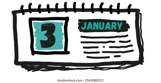 January 3rd: Calendar Page Illustration