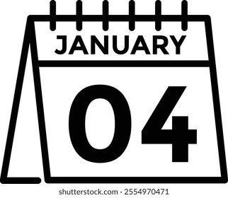 January 4 Calendar Day or Calender Date for Deadlines or Appointment. Calendar vector icon. Deadline. Date. 

