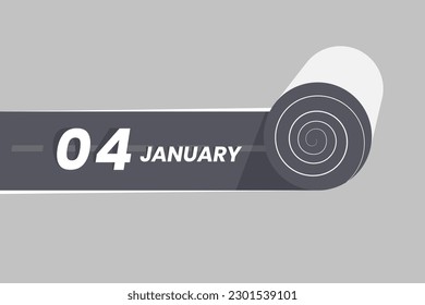 January 4 calendar icon rolling inside the road. 4 January Date Month icon vector illustrator.