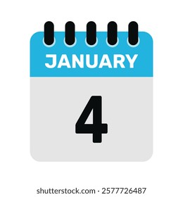 january 4 calendar icon and Time planner Daily Calendar reminder Vector design Illustration.