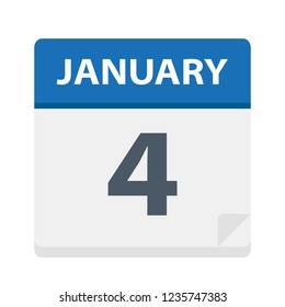 January 4 - Calendar Icon - Vector Illustration