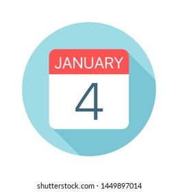 January 4 - Calendar Icon - Vector Illustration