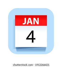 January 4. Calendar Icon. Vector Illustration.