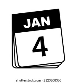 4 de enero. Icono de calendario. Ilustración vectorial.
