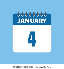 4 de enero Icono de calendario Página de Vector Mes Diseño