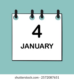 January 4. Daily Calendar icon for design. Simple design for business brochure, flyer, print media, advertisement. Easily editable.