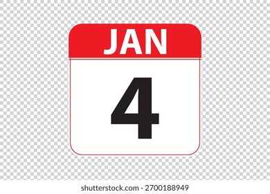 4 de janeiro datas ícone calendário. ícone calendário simples e moderno no fundo branco.