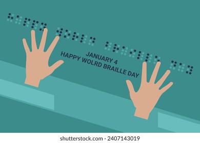 January 4. Happy World Braille Day vector illustration. Suitable for greeting card, poster and banner.
