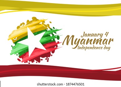 January 4, Independence Day of Myanmar vector illustration. Suitable for greeting card, poster and banner.