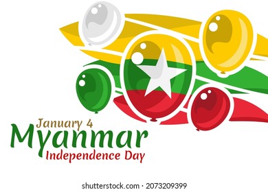 January 4, Independence Day of Myanmar vector illustration. Suitable for greeting card, poster and banner.