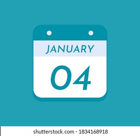 January 4 Single Day Calendar, 4 January