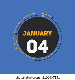 January 4 text calendar reminder. 4th January daily calendar icon template
