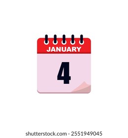 January 4 th calendar icon. Day 4 of month. Vector illustration.