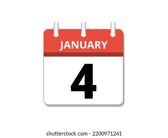 January, 4th calendar icon vector, concept of schedule, business and tasks
