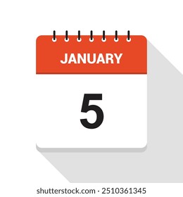 january 5 calendar date icon