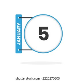 January 5 calendar icon. Date,  Month calendar icon vector illustration