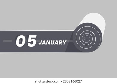January 5 calendar icon rolling inside the road. 5 January Date Month icon vector illustrator.