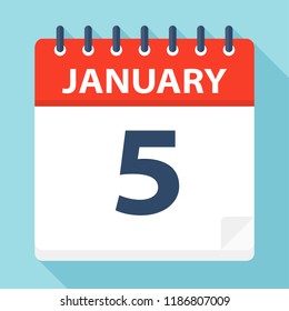 January 5 - Calendar Icon - Vector Illustration