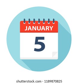 January 5 - Calendar Icon - Vector Illustration