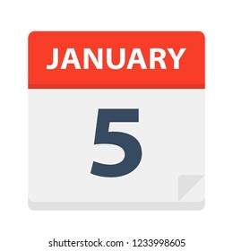 January 5 - Calendar Icon - Vector Illustration