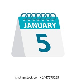 January 5 - Calendar Icon - Vector Illustration