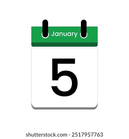 January 5. Calendar icon. Vector illustration. Flat design style.