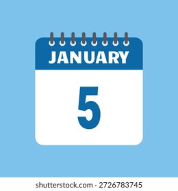5 de enero Icono de calendario Página de Vector Mes Diseño