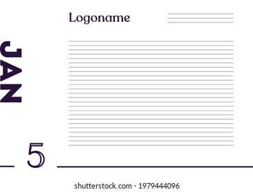 5 de enero Calendario en el fondo del papel portátil con su logotipo