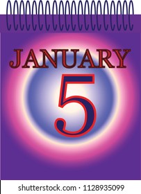 January 5 one day calendar vector