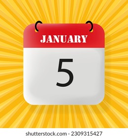 5 de enero. Burbuja del discurso con texto del 5 de enero. 3 quinquies ilustración. Estilo de arte pop. Icono de línea de vector para negocios y publicidad