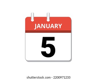 January, 5th calendar icon vector, concept of schedule, business and tasks
