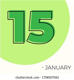 January 5th Modern calendar isolated on white background. Vector illustration. Green colors 