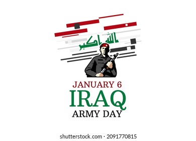 January 6, Army day of Iraq vector illustration. Suitable for greeting card, poster and banner.