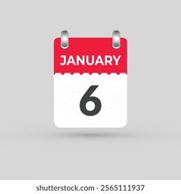 January 6 calendar Date, Month icon