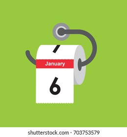 January 6. Calendar icon. Flat design. Vector illustration