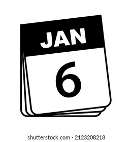 January 6. Calendar Icon. Vector Illustration.