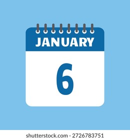 Enero 6 Calendario Icono Vector Página Mes Diseño