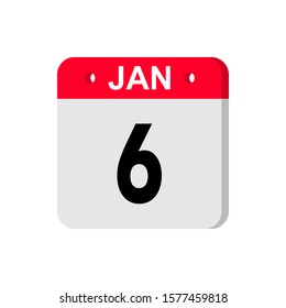 january 6rd. Day 6 of month, Simple calendar icon on white background. Planning. Time management. Set of calendar icons for web design. winter month, day of the year concept