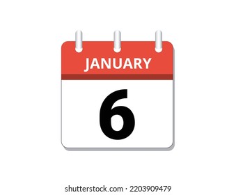January, 6th calendar icon vector, concept of schedule, business and tasks
