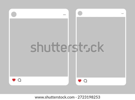 January 7, 2026: Two blank social media feed interface templates displayed side by side, illustrating a generic mobile post layout and user interaction design.