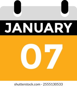 January 7 Calendar Day or Calender Date for Deadlines or Appointment. Calendar vector icon. Deadline. Date.