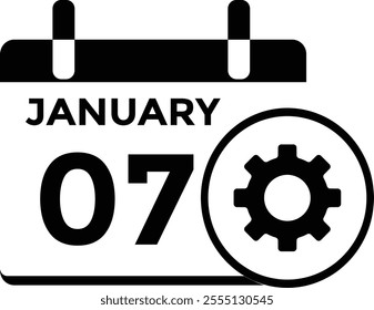 January 7 Calendar Day or Calender Date for Deadlines or Appointment. Calendar vector icon. Deadline. Date.