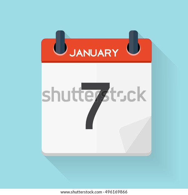 January 7 Calendar Flat Daily Icon Stock Vector (Royalty Free ...