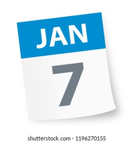January 7 - Calendar Icon - Vector Illustration