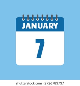 7 de enero Icono de calendario Página de Vector Mes Diseño