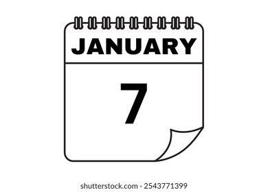 January - 7 Calendar Icon. Calendar Icon with white background. Flat style. Date, day and month.