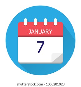 January 7. Vector flat daily calendar icon. Date and time, day, month. Holiday. Season.
