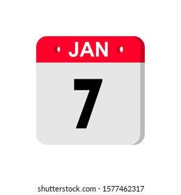 january 7rd. Day 6 of month, Simple calendar icon on white background. Planning. Time management. Set of calendar icons for web design. winter month, day of the year concept