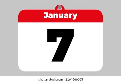 January, 7st. White and red calendar.